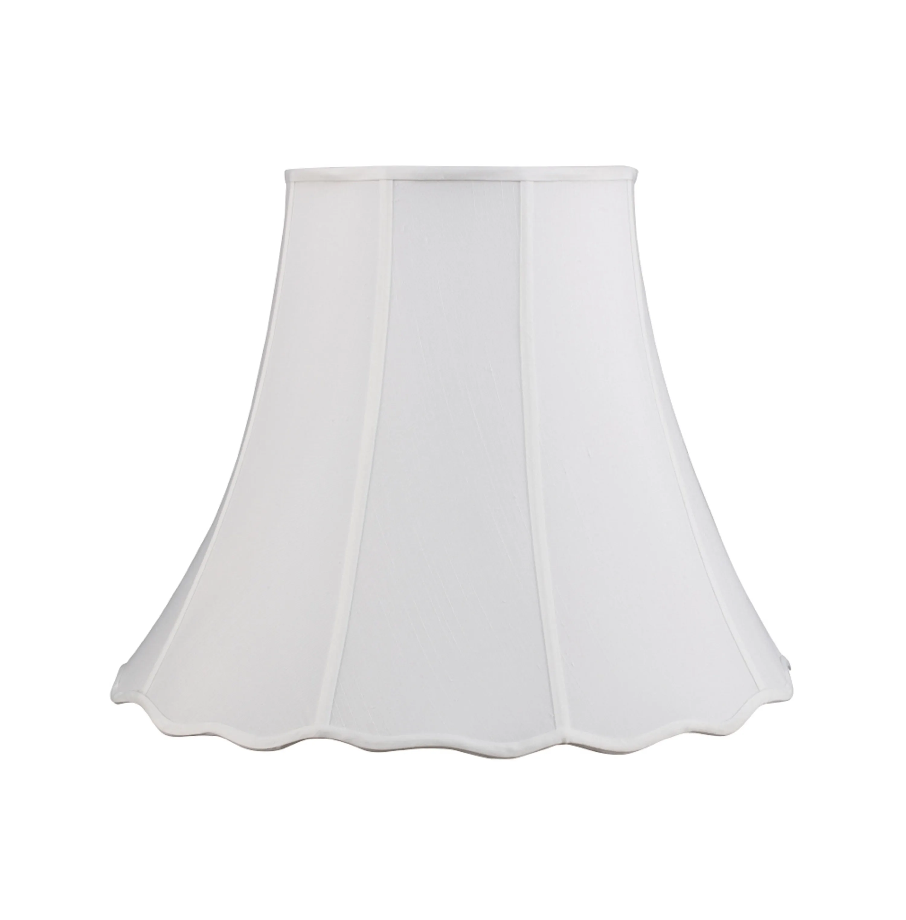 # 34005 Transitional Scallop Bell Shape Spider Construction Lamp Shade in White Linen Fabric, 20" wide (10" x 20" x 15 3/4")