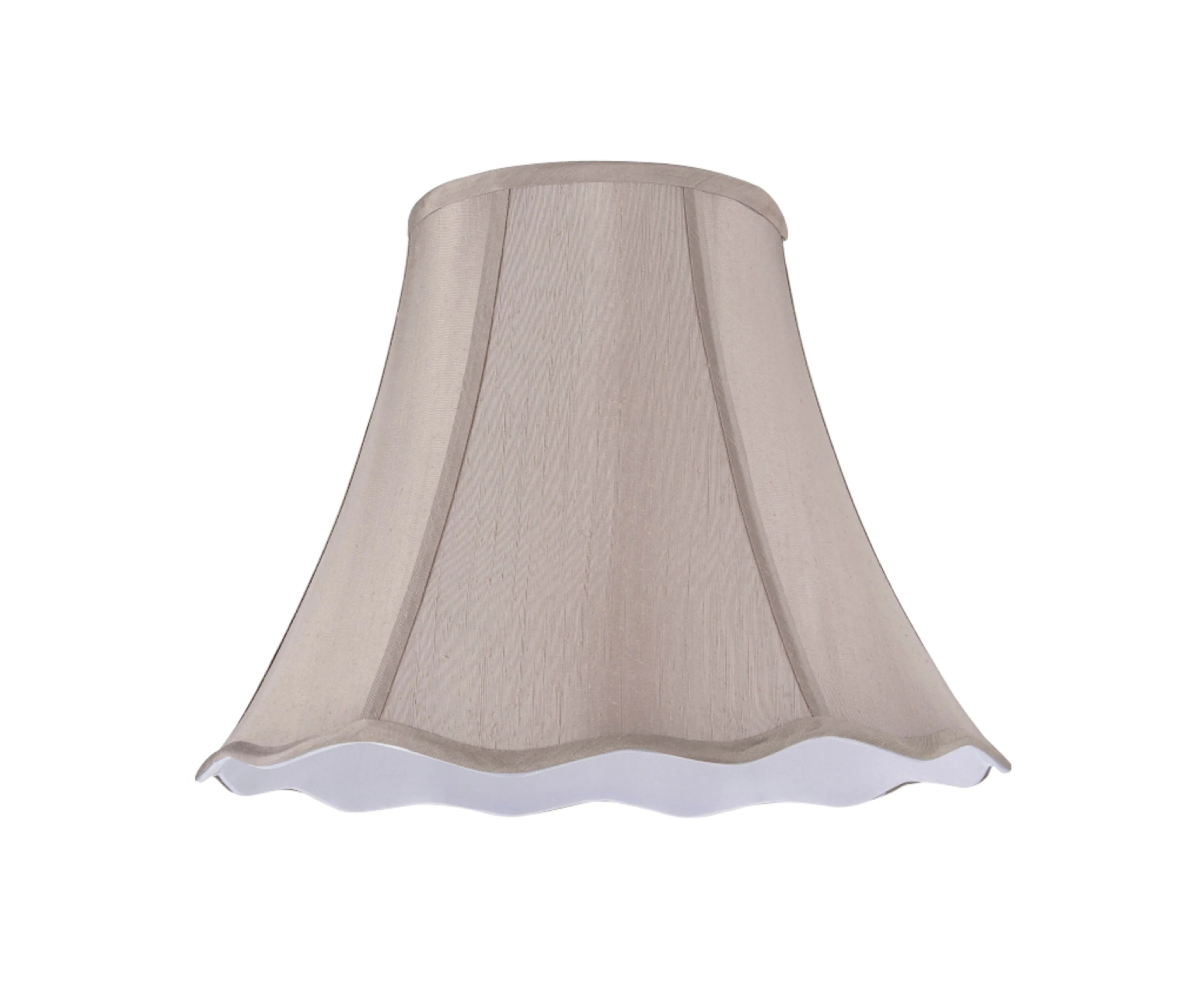 # 34008 Transitional Scallop Bell Shape Spider Construction Lamp Shade in Taupe Faux Silk Fabric, 12" wide (6" x 12" x 9 1/2")