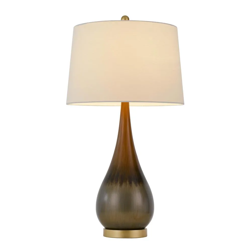 150W 3 Way Carmi Metal Table Lamp With Hardback Taper Drum Fabric Shade By Cal Lighting