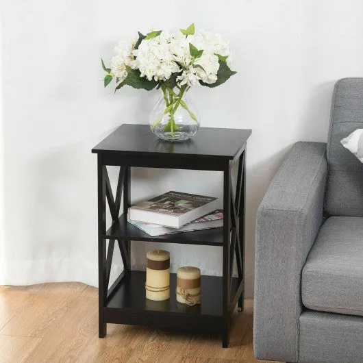 2PCS 3-Tier Display Storage End Table-Black