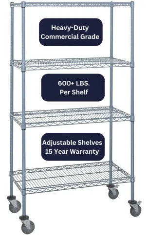 36" x 72" Gray Shelving on Wheels