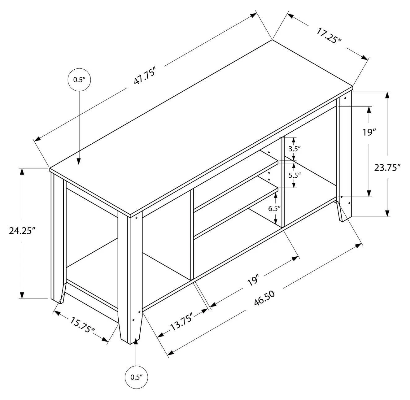 48"L Dark Taupe Tv Stand