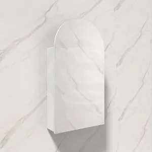 500x900mm Canterbury Wall Hung Arch Shaving Mirror Cabinet Matt White Finish for Bathroom