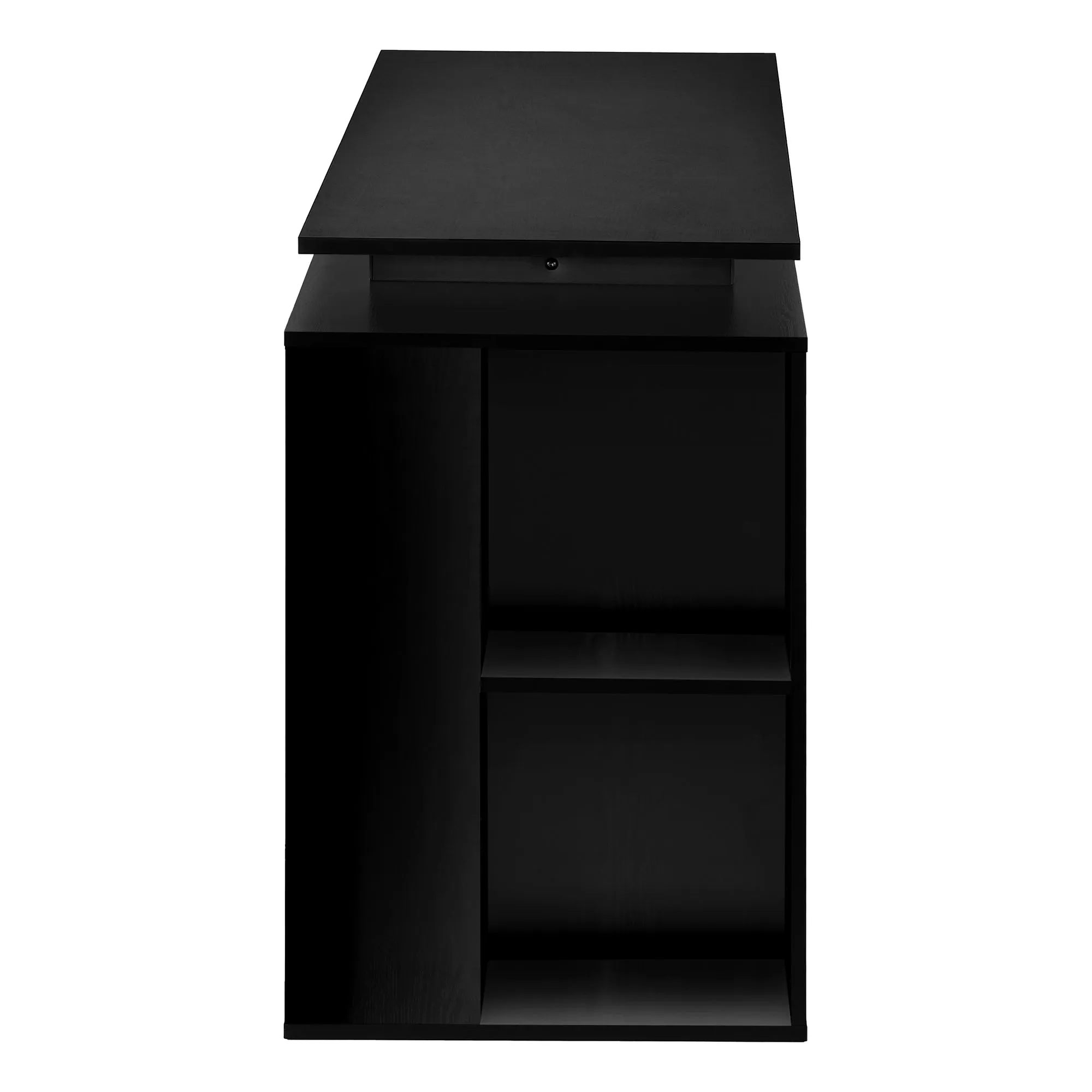 55" Black Modern Desk with Storage and U-Shaped Metal Legs