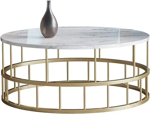 AAFIYA HANDICRAFTS Elegant Round Coffee Table Home Tea Table Water-Proof Table Top Marble Finish