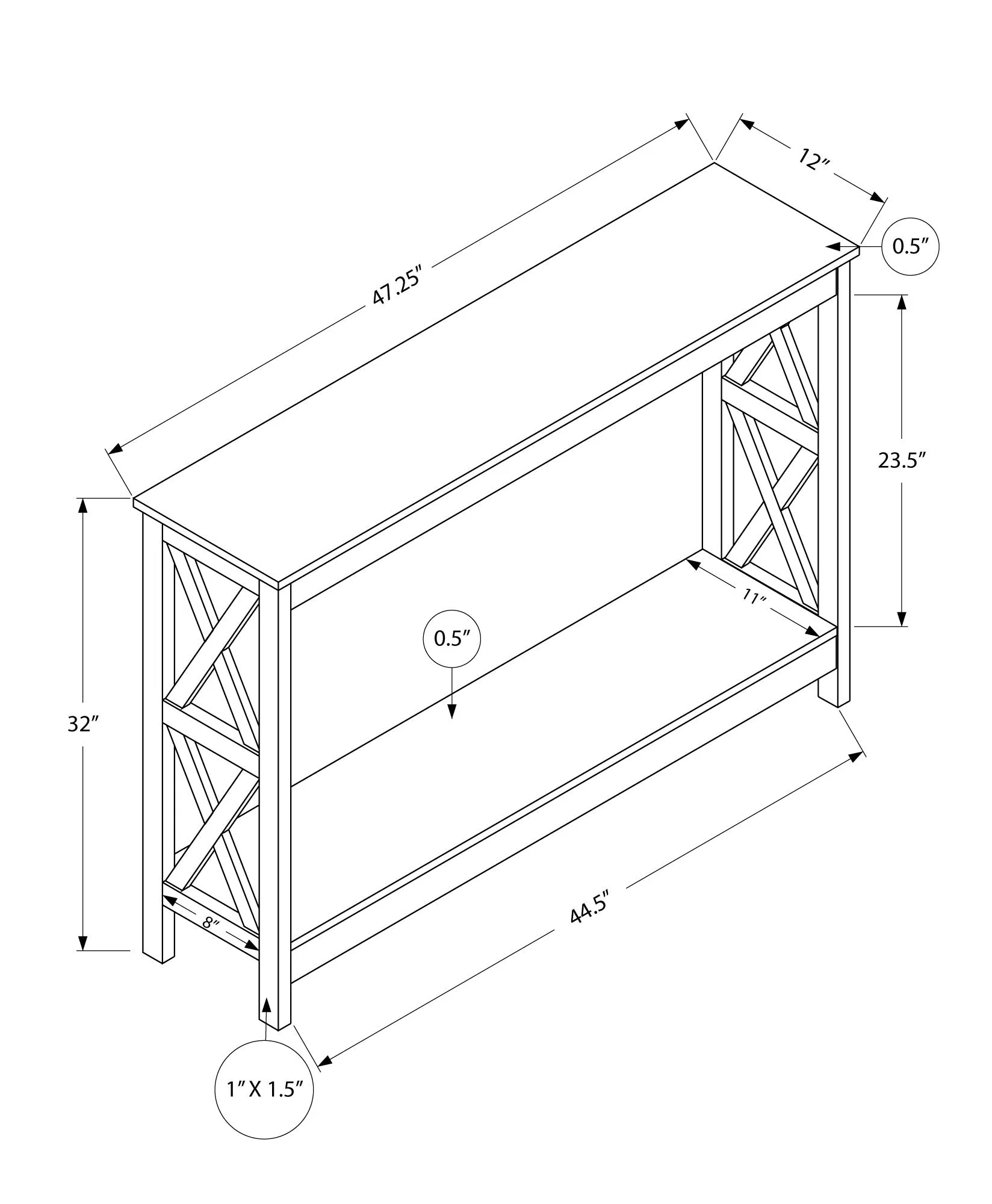 Accent Table - 48"L / Dark Taupe Hall Console