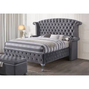 ACME Rebekah Queen Bed in Gray Velvet 25820Q