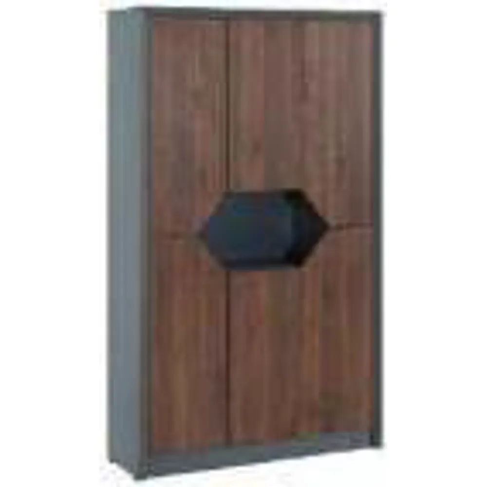 Acmi Cayman High Cabinet L1201 x W423 x H2052mm Columbia Walnut/MB  Dark Grey