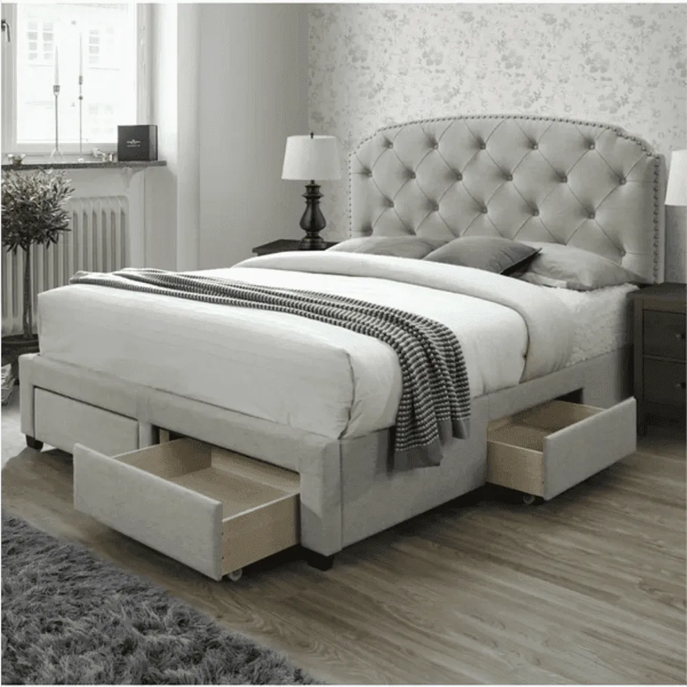 Adol Tufted Upholstered With Drawer Storage in Suede