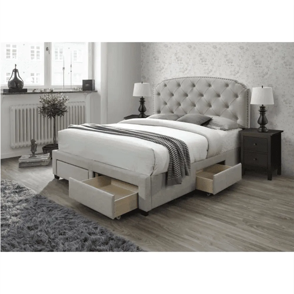 Adol Tufted Upholstered With Drawer Storage in Suede