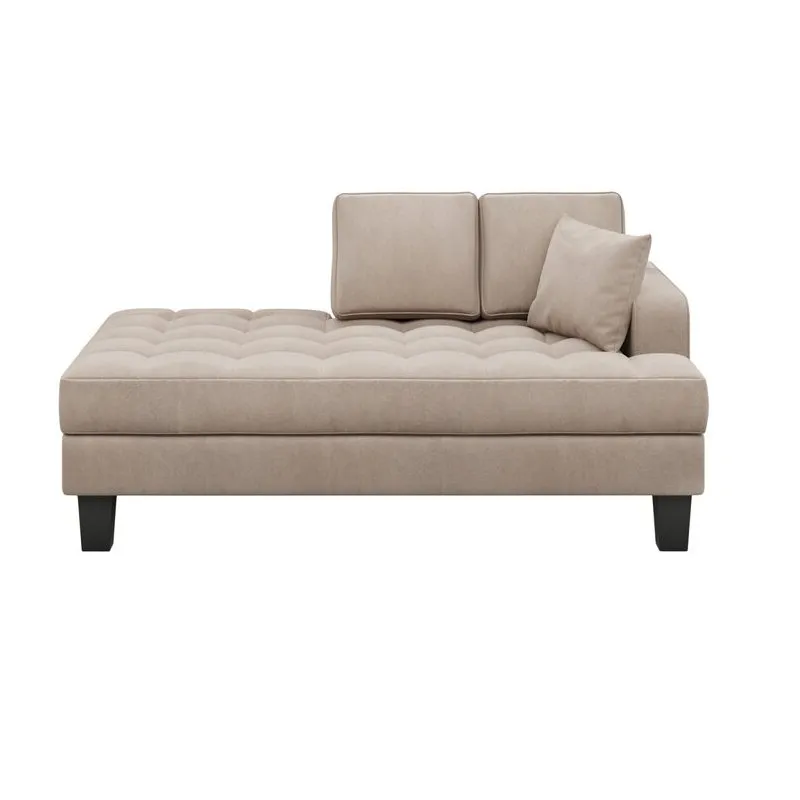 Alfonso Tufted Chaise Longue Sofa Couch Sofa Armchair Chaise Relax Lounger - Beige