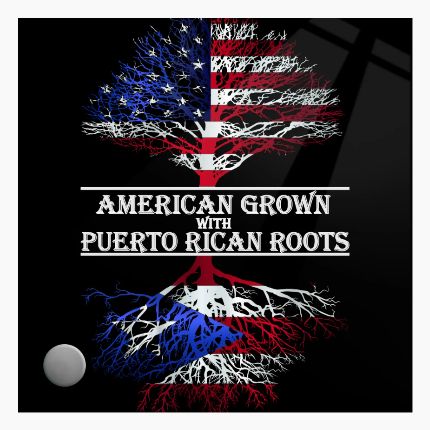 American Grown W/ Puerto Rican Roots Lumenglass Stand 3.5" x 3.5"