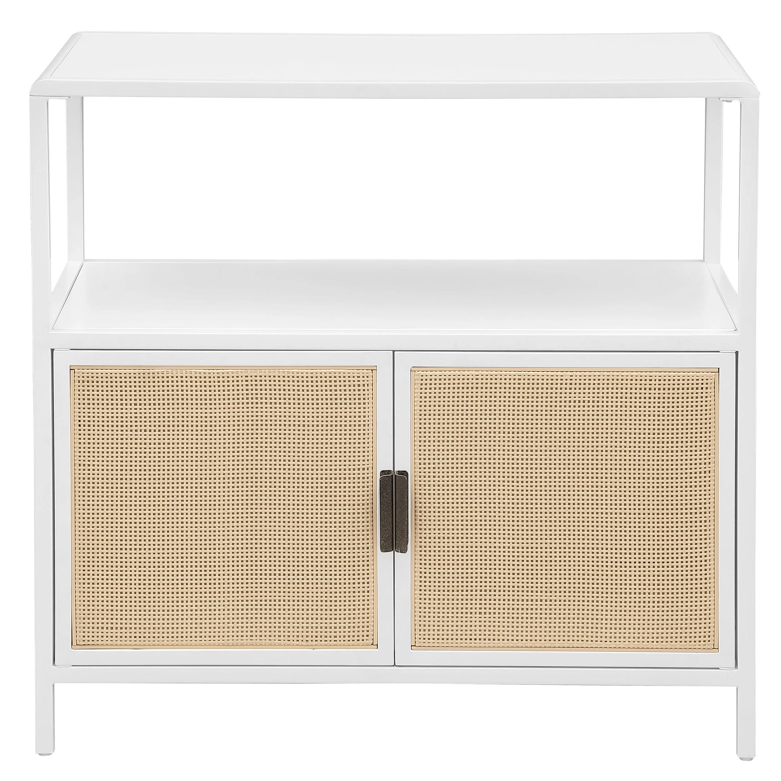 Amherst 2-door Radio Weave Cane Metal Accent Cabinet White