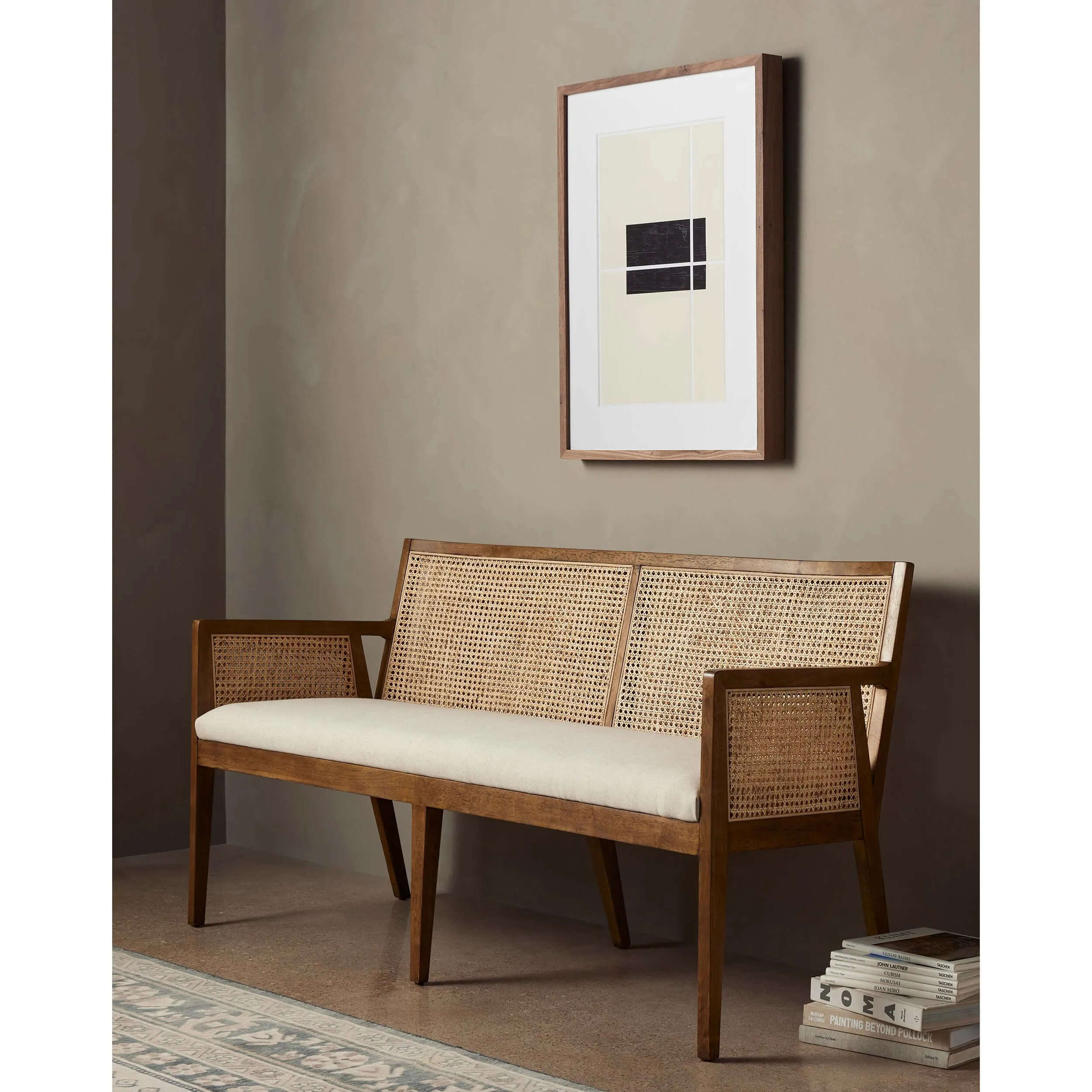 Antonia Cane Dining Bench, Toasted Parawood