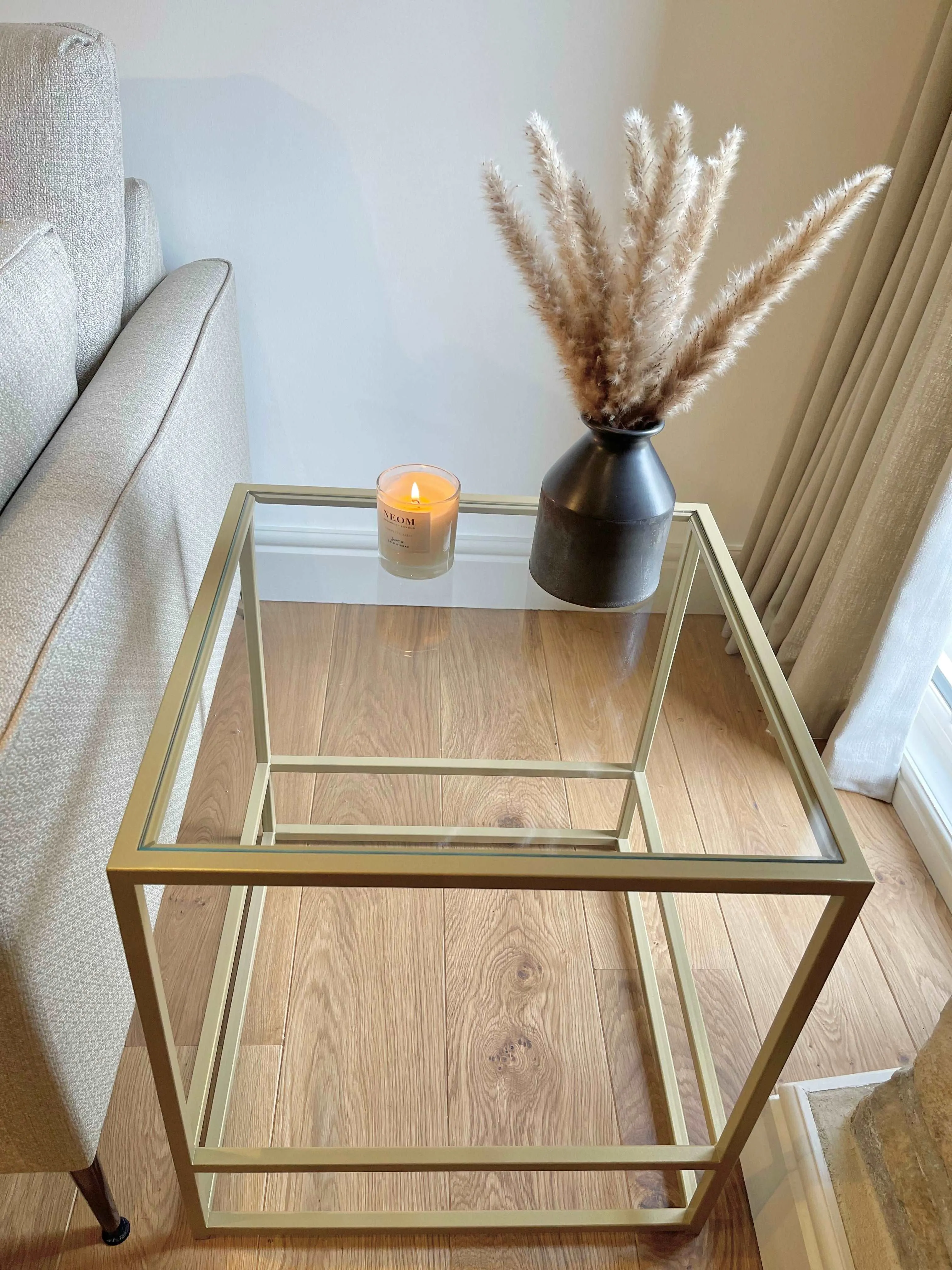 Aria Glass Metal Side Table - Gold