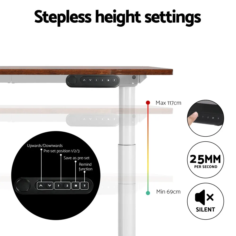 Artiss Electric Standing Desk Adjustable Sit Stand Desks White Brown 140cm