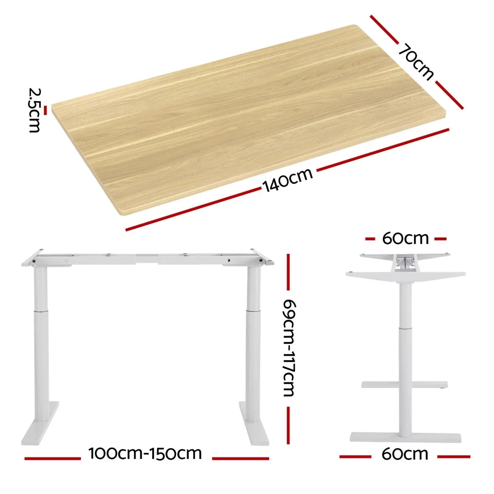 Artiss Electric Standing Desk Height Adjustable Sit Stand Desks White Oak 140cm