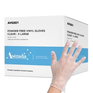 Astrada Powder Free Vinyl Gloves Clear Extra Large 100pcs