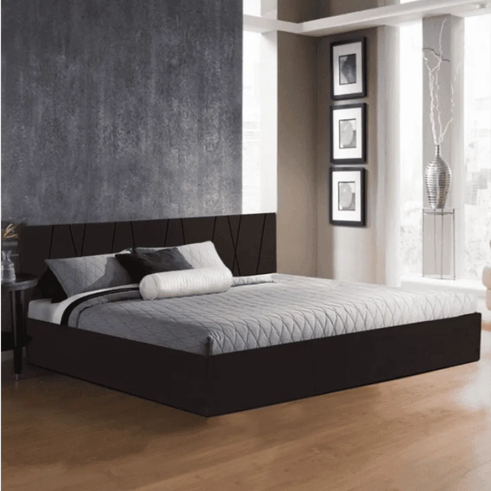 Axis Wooden Bed with Storage in Brown Matte Finish