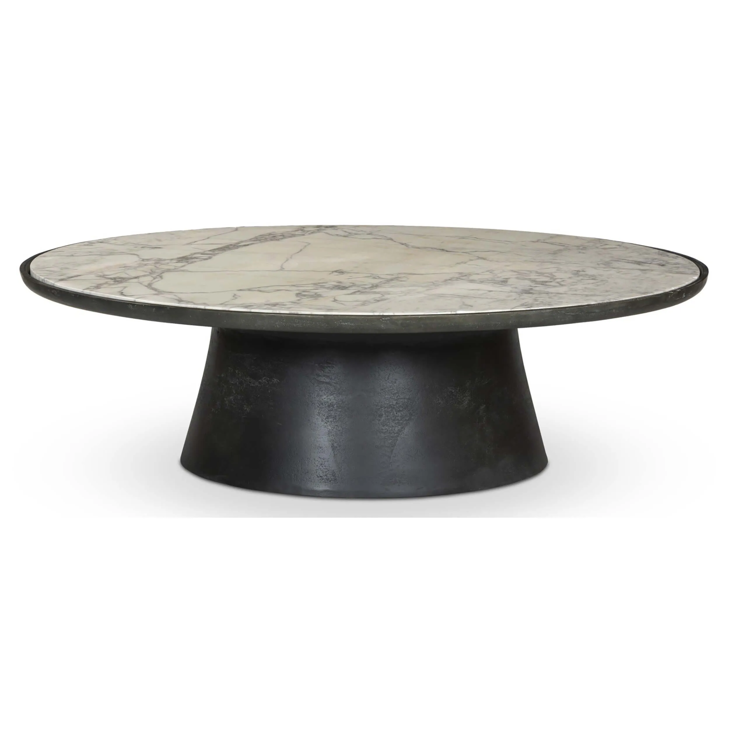 Balboa Outdoor Coffee Table, Veined White Marble