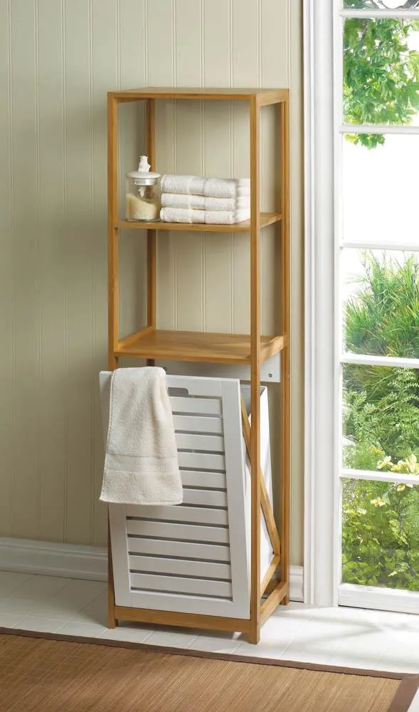 Bamboo Hamper Storage Shelves