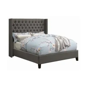 Bancroft Demi-Wing Upholstered California King Bed Grey - 301405KW