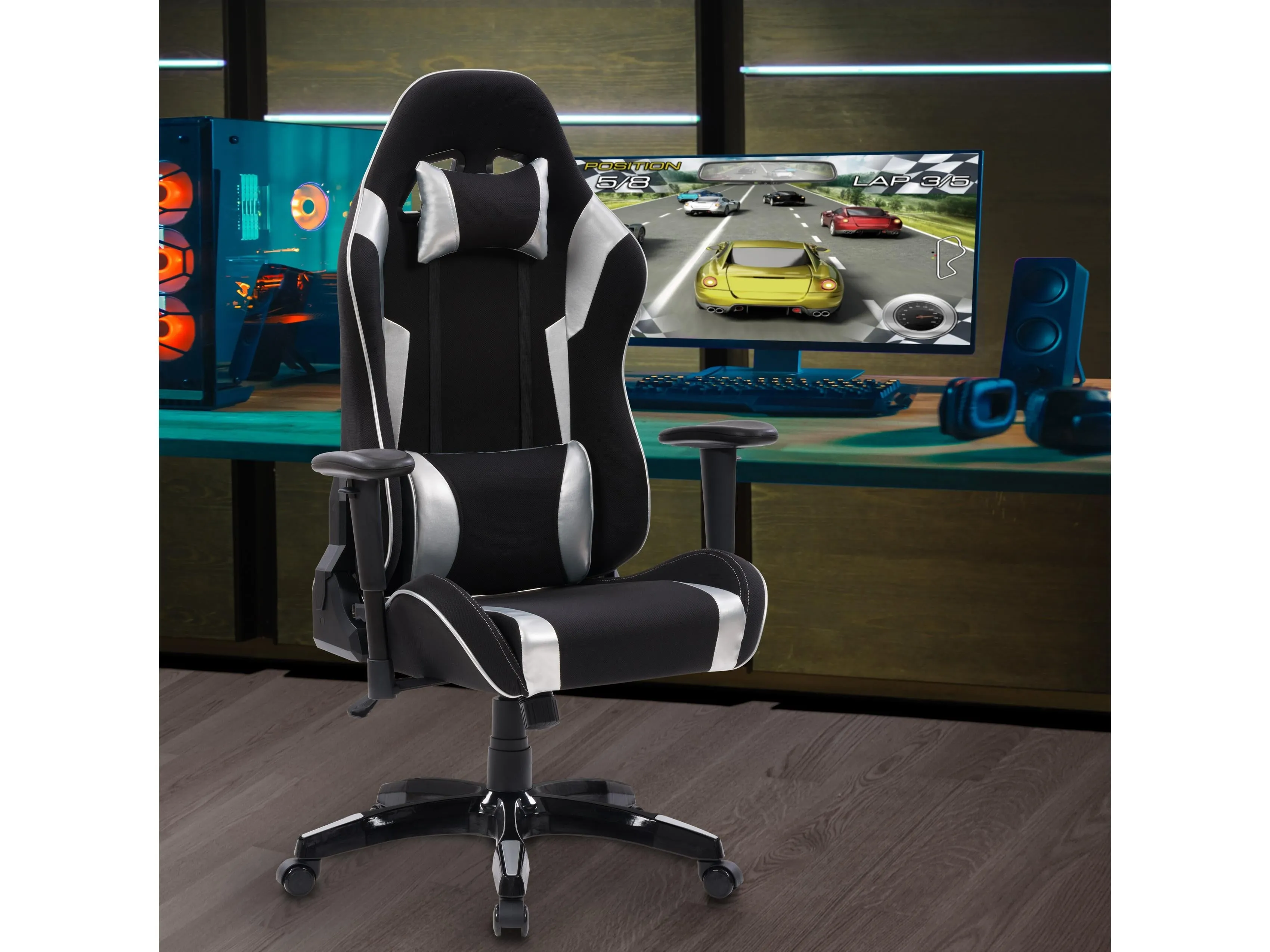 Black and Silver Gaming Office Chair