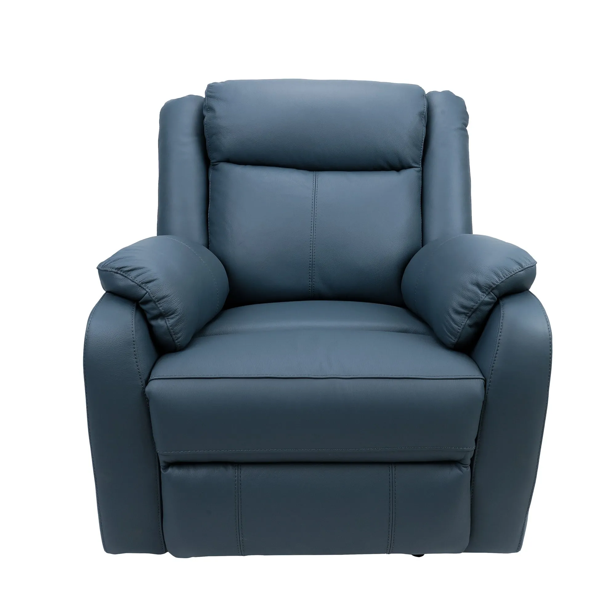 Blue Leather Electric Recliner Lounge Suite with USB Port