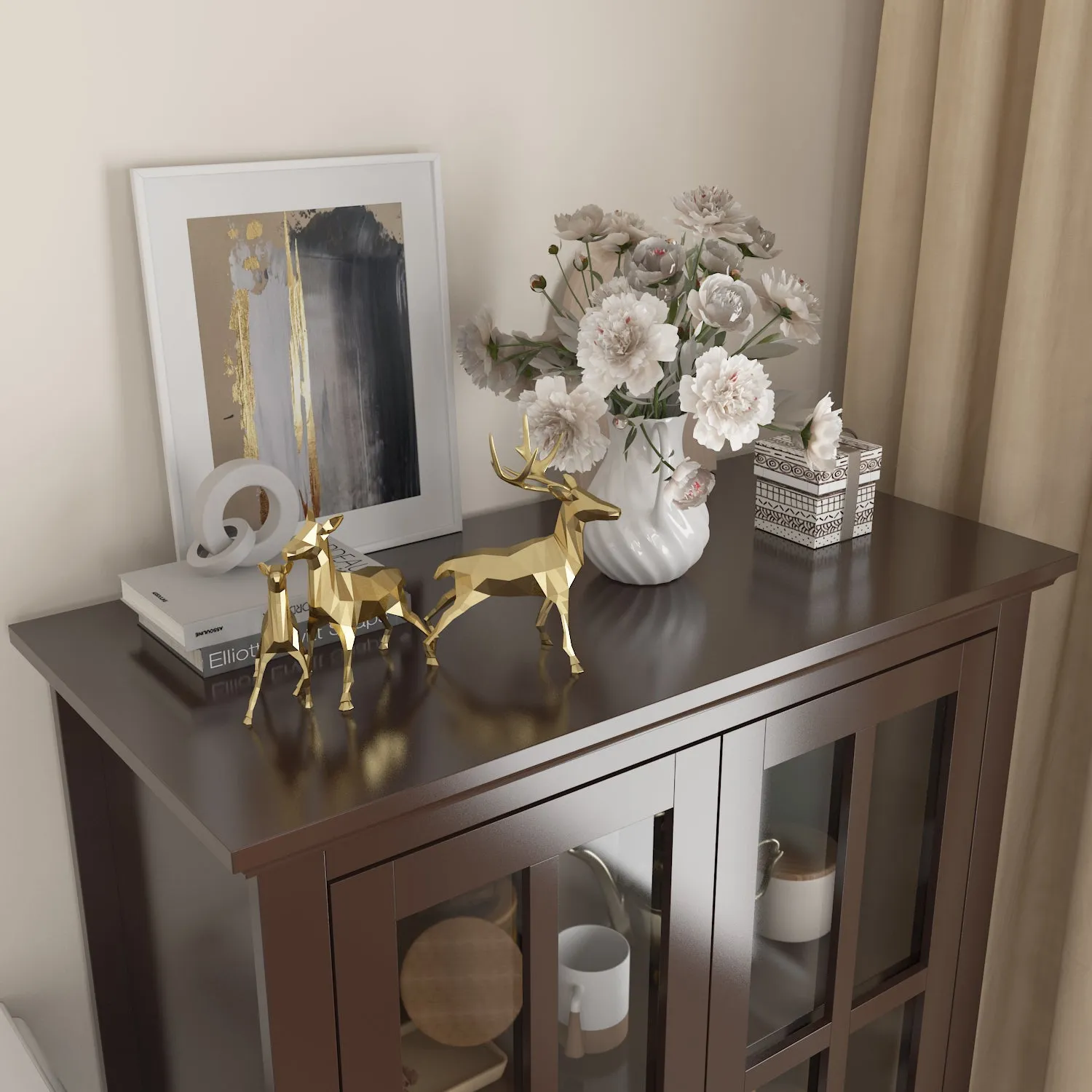 Buffet Sideboard Storage Cabinet with 3-Tier Shelf and Acrylic Doors