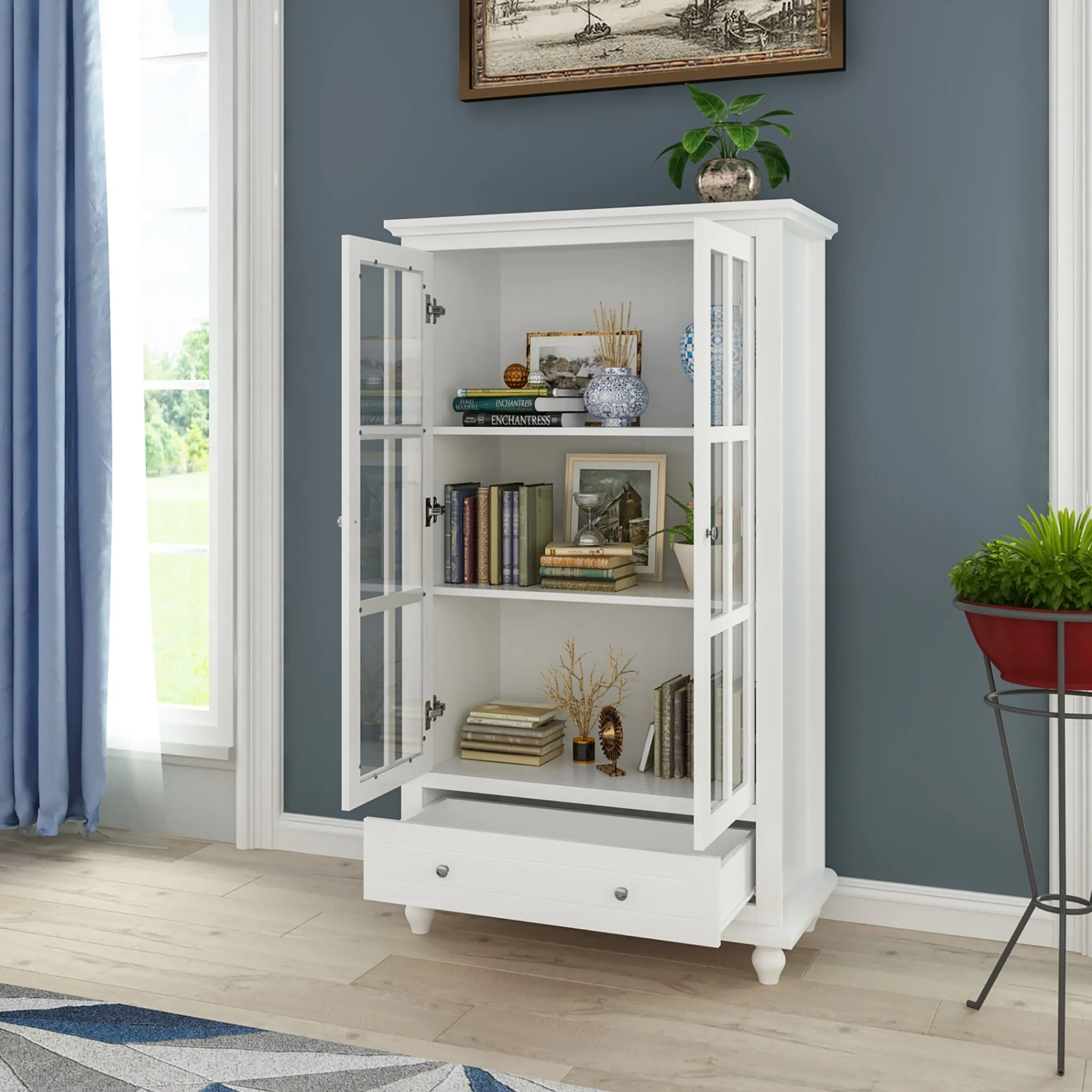 Buffet Sideboard Storage Cabinet with 3-Tier Shelf and Acrylic Doors