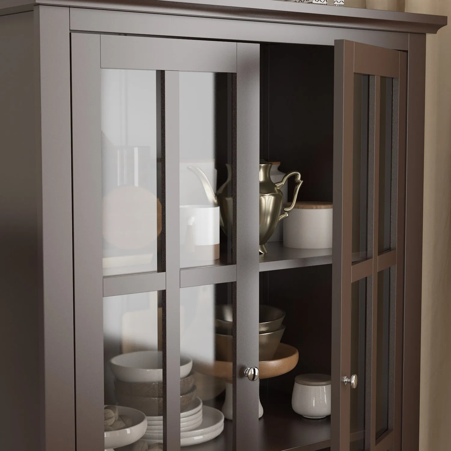 Buffet Sideboard Storage Cabinet with 3-Tier Shelf and Acrylic Doors