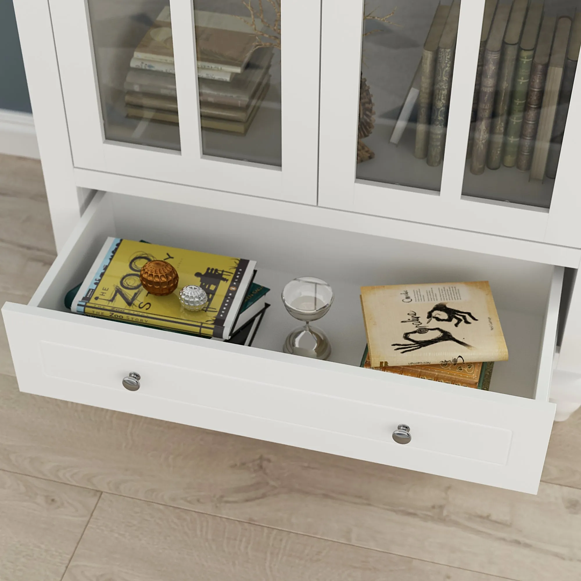 Buffet Sideboard Storage Cabinet with 3-Tier Shelf and Acrylic Doors