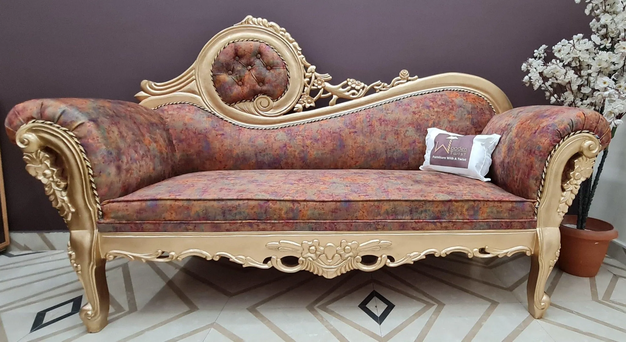 Canapé Teak  Wood Victorian Style Sofa Couch