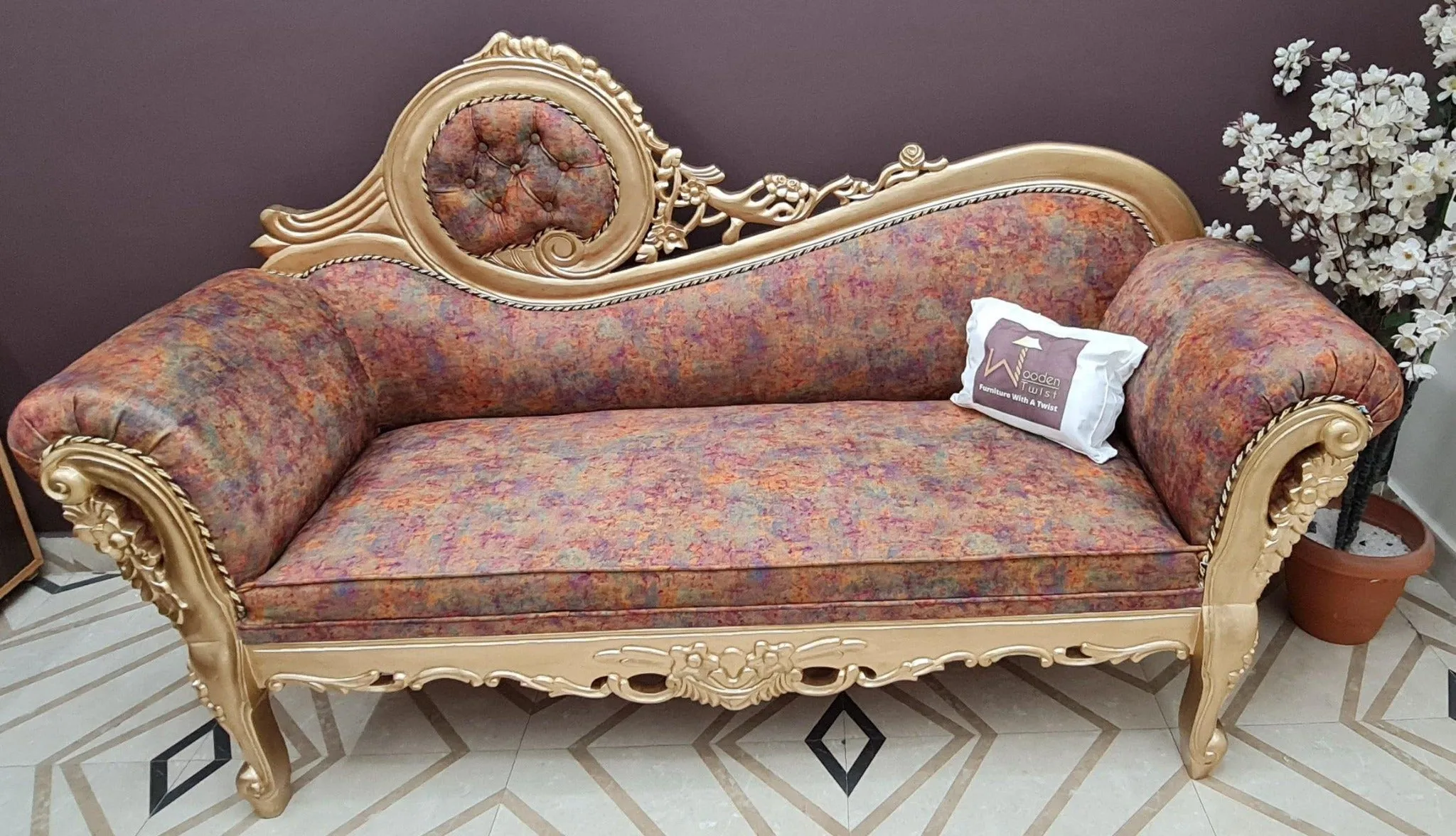 Canapé Teak  Wood Victorian Style Sofa Couch