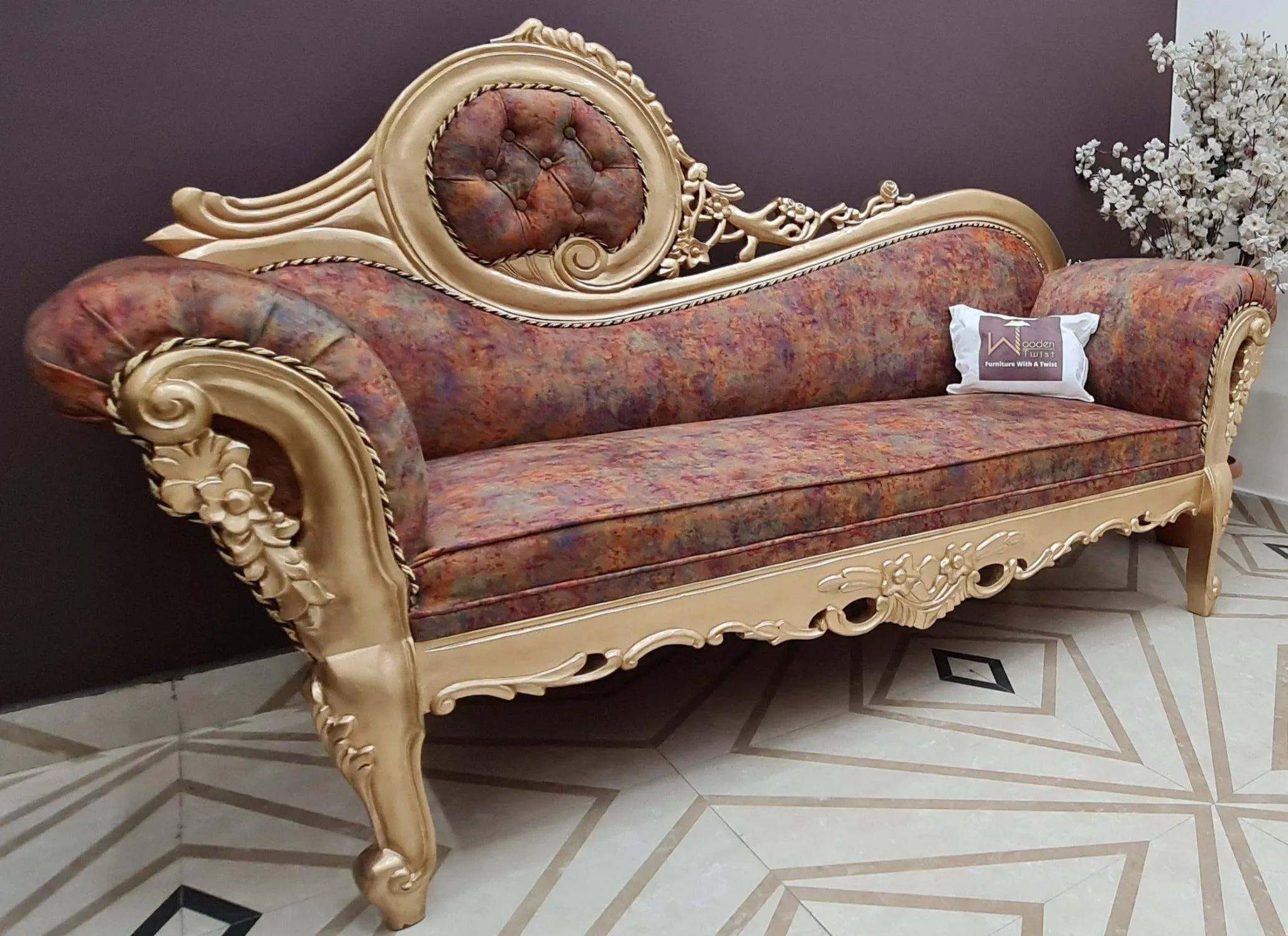 Canapé Teak  Wood Victorian Style Sofa Couch