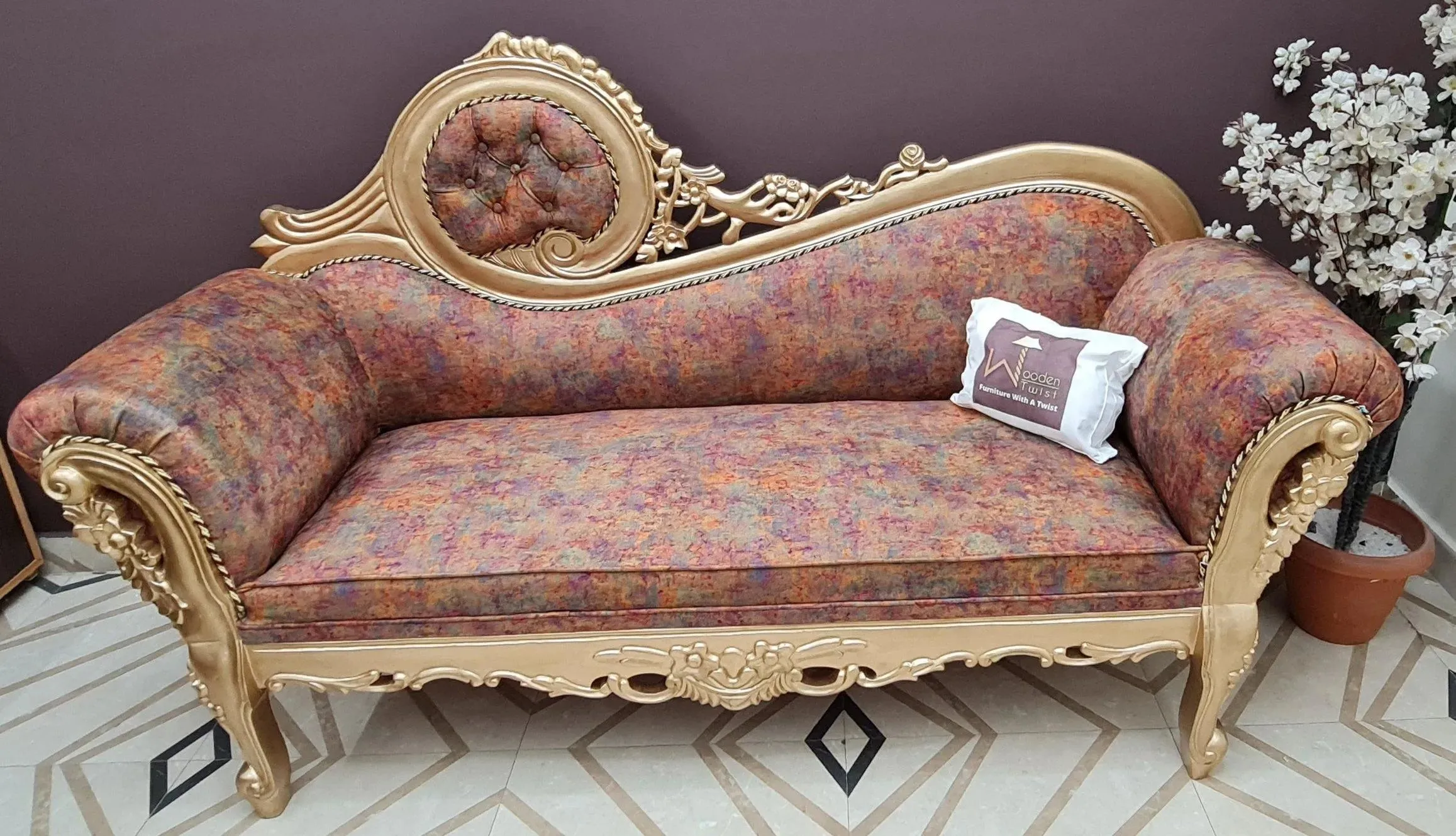 Canapé Teak Wood Victorian Style Sofa Couch