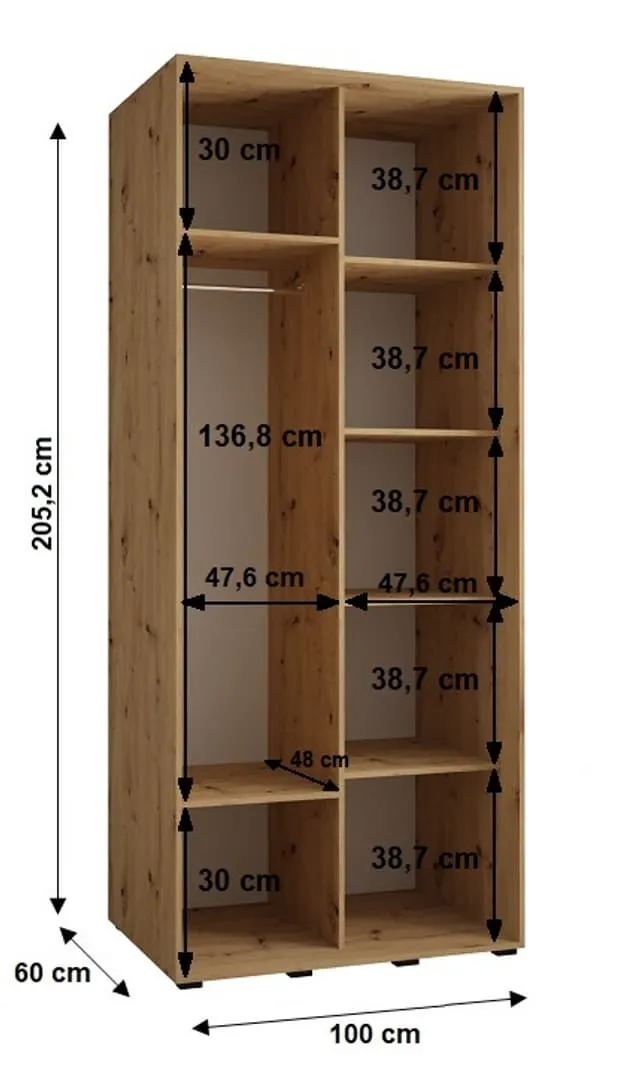 Cannes IX Sliding Door Wardrobe 100cm