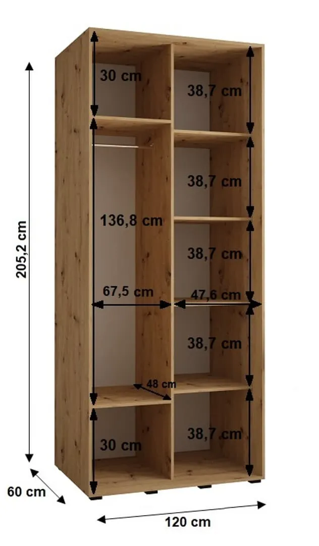 Cannes IX Sliding Door Wardrobe 120cm