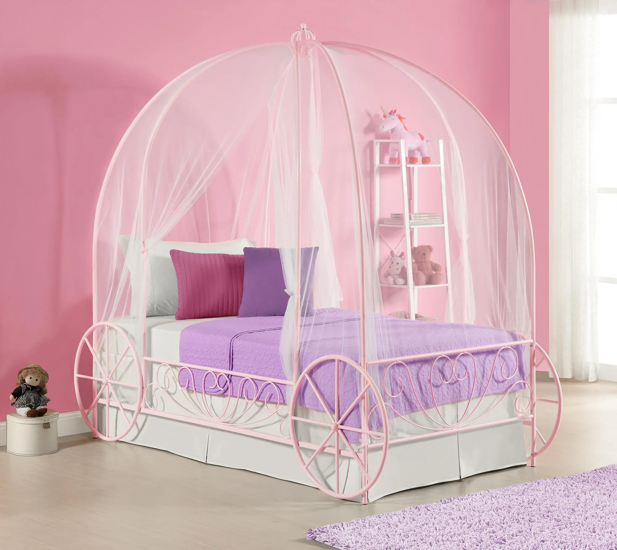 Carriage Metal Canopy Bed Frame