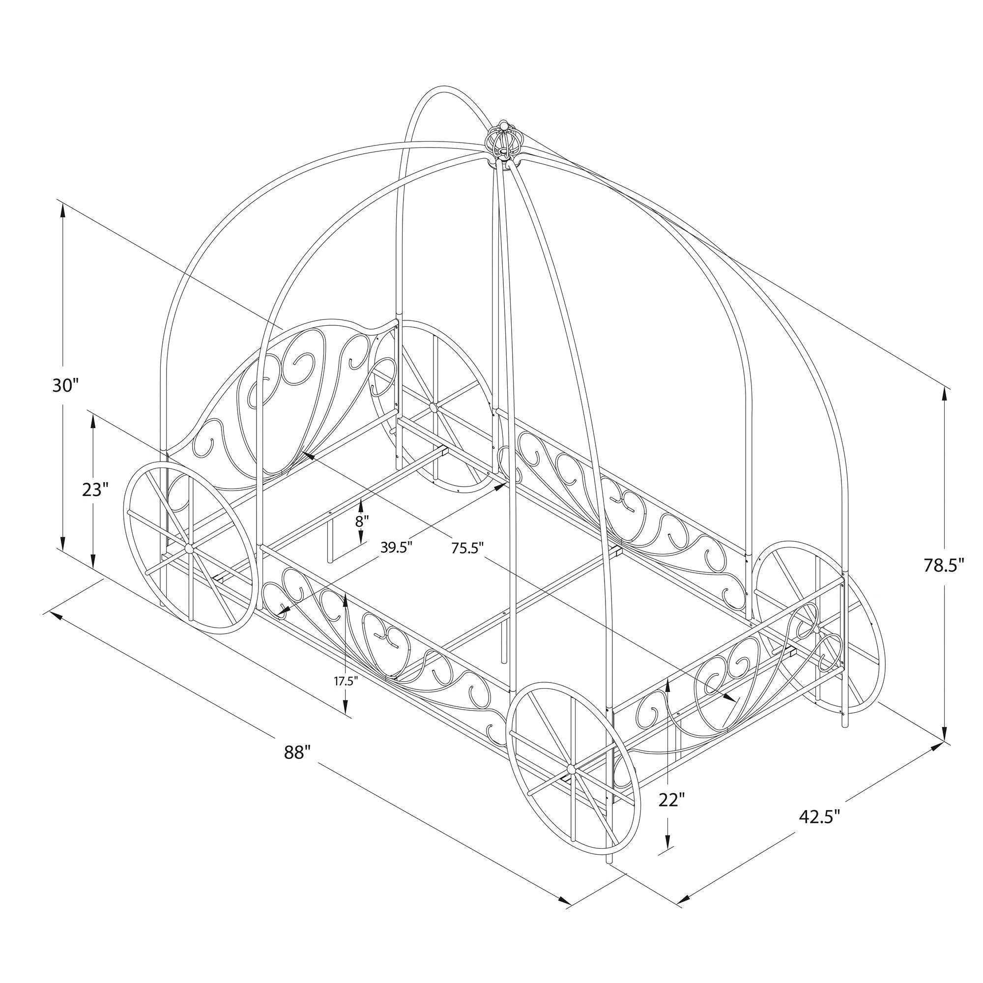 Carriage Metal Canopy Bed Frame