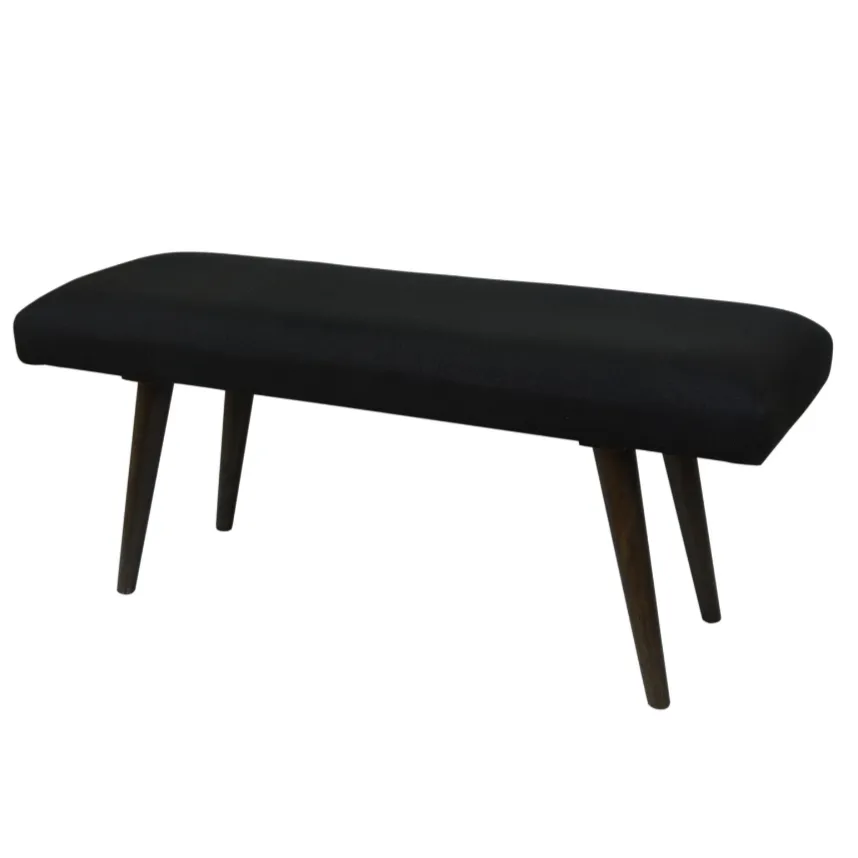 Celeste 2 Seater Charcoal Black Upholstered Bench Seat - 117cm