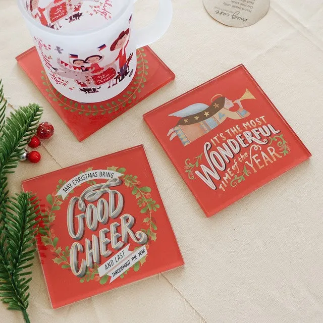 Christmas Words Glass Coaster