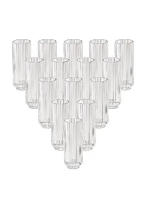 classic Slim Clear Ribbed Glass Votive Holder, Christmas, Home DÃ©cor, Pack of 24 6.25" Clear, Set of 24