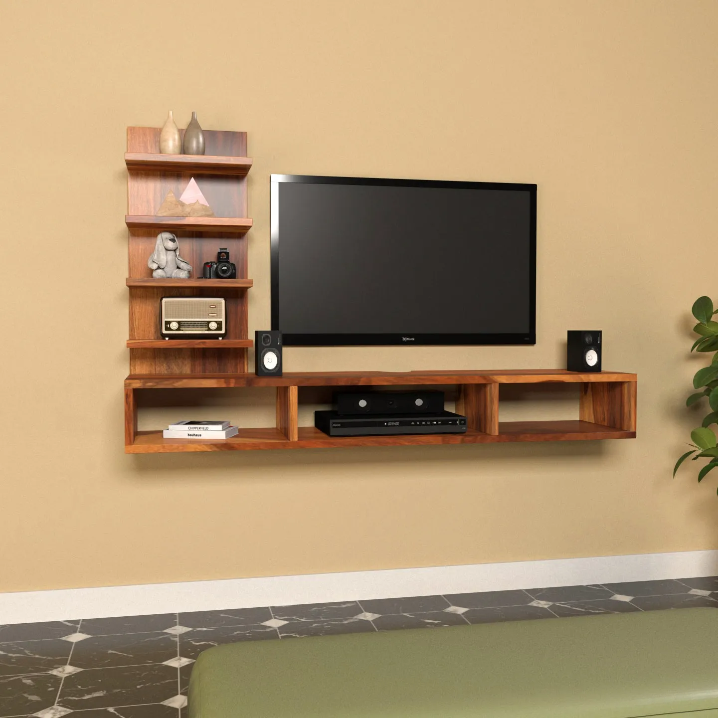 Classics 4 Shelf with Triple Storage Handmade Wooden TV Unit