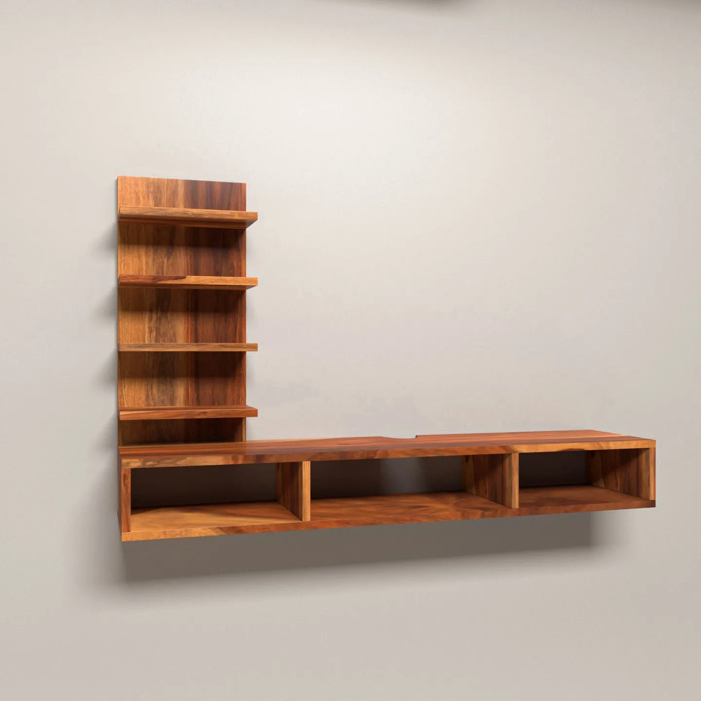 Classics 4 Shelf with Triple Storage Handmade Wooden TV Unit