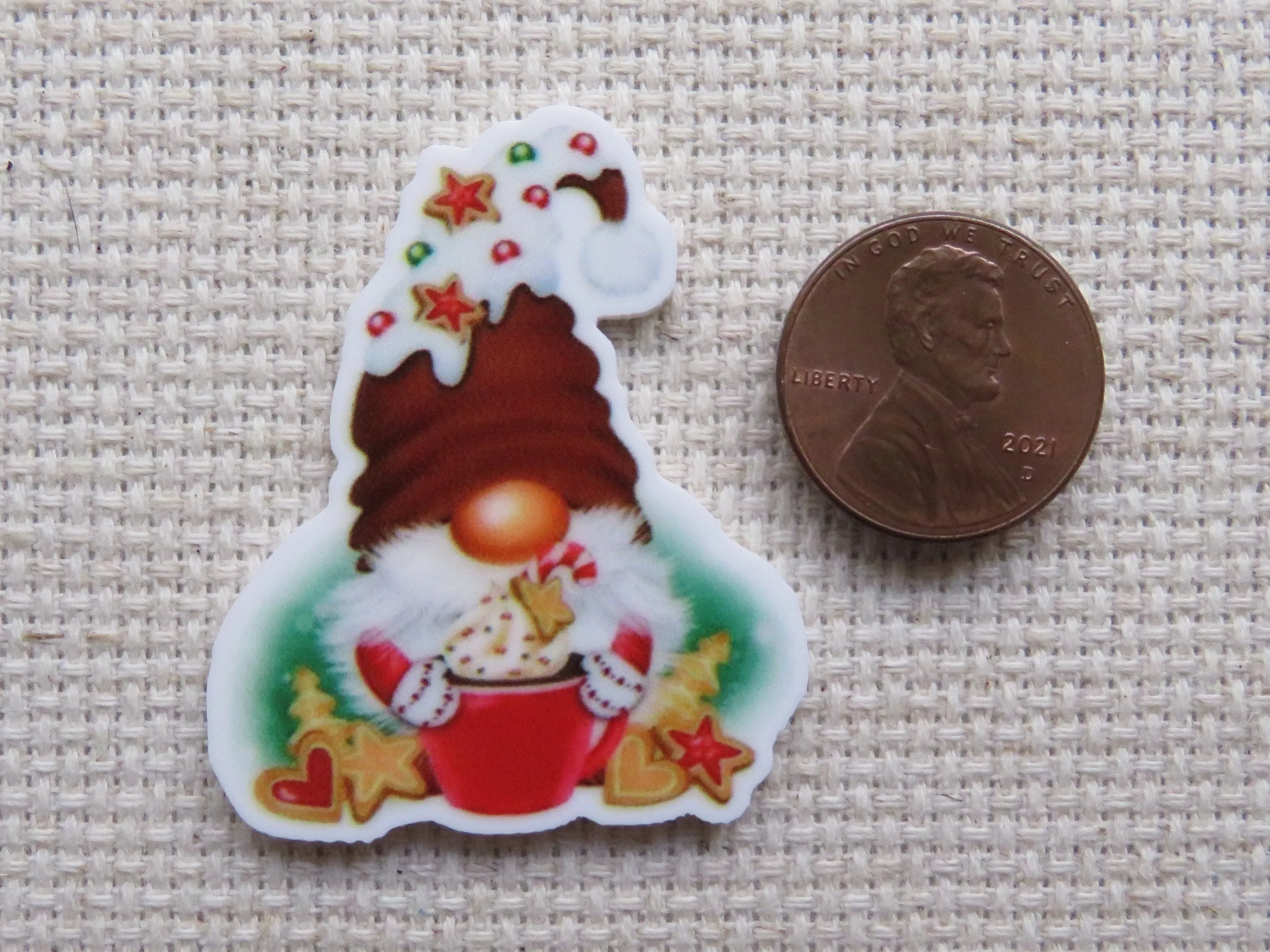 Cocoa Christmas Gnome Needle Minder, Cover Minder, Magnet