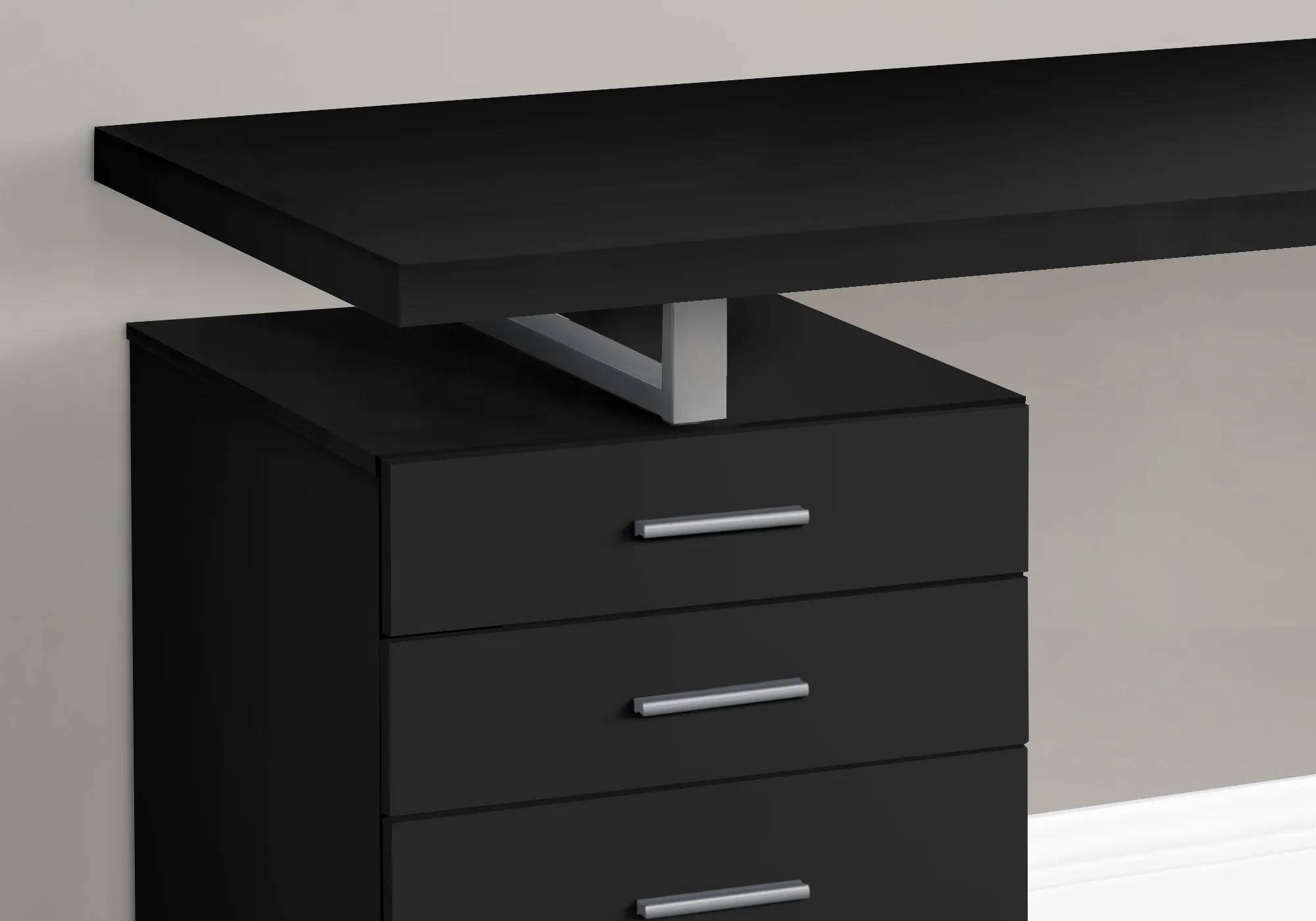 Computer Desk - 48"L / Black / Silver Metal / L/R Face