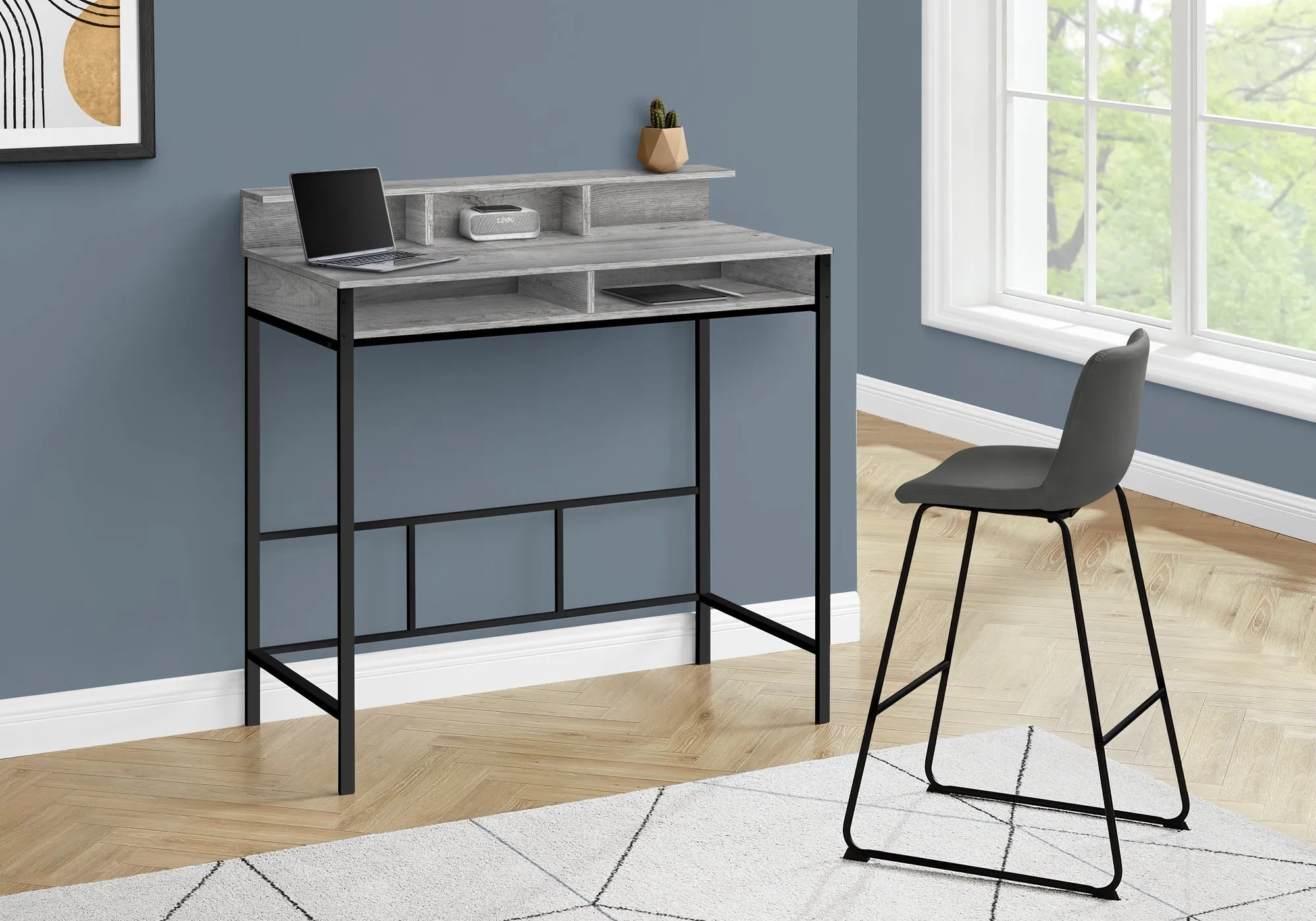 Computer Desk - 48"L / Grey / Black Standing Height