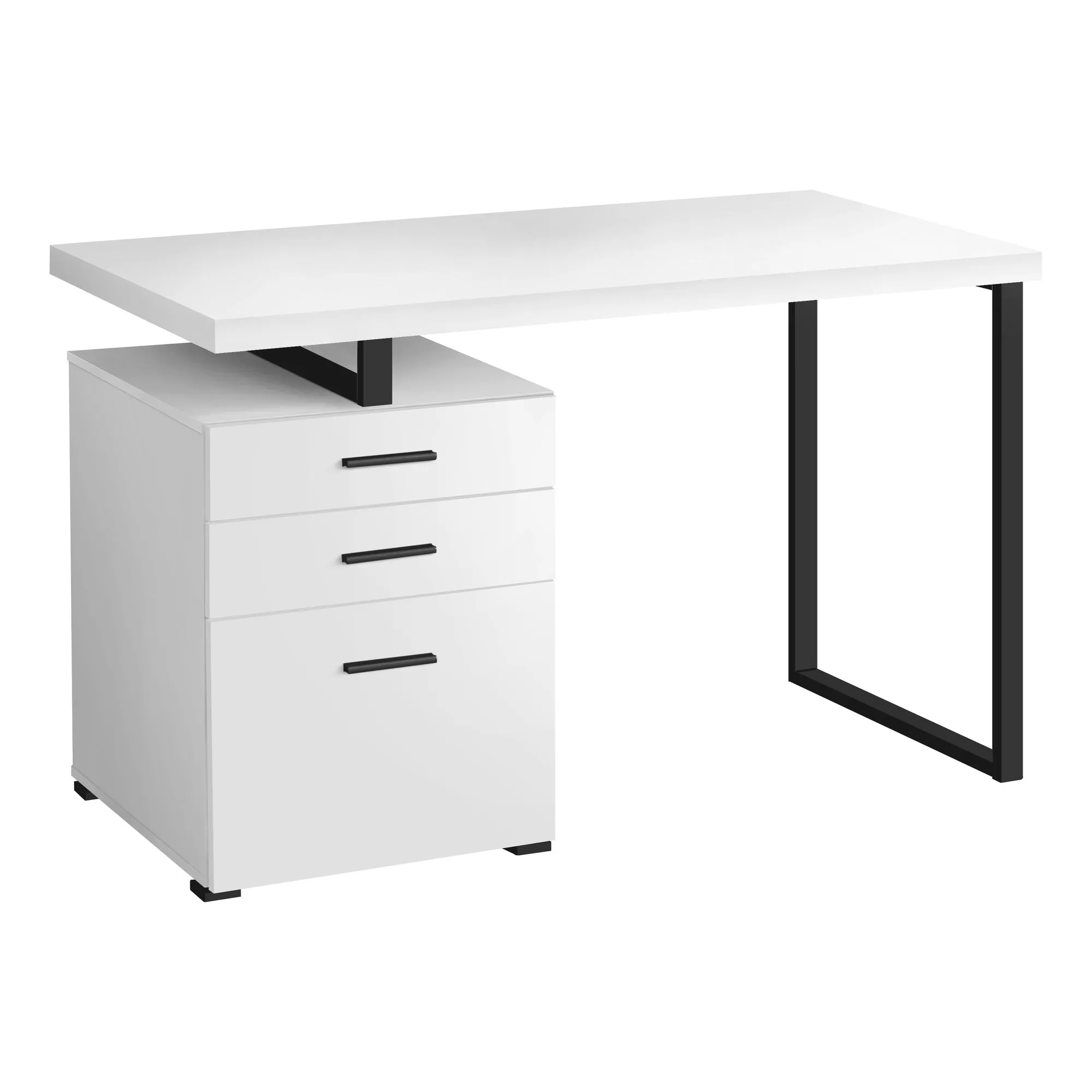 Computer Desk - 48"L / White / Black Metal / L/R Face