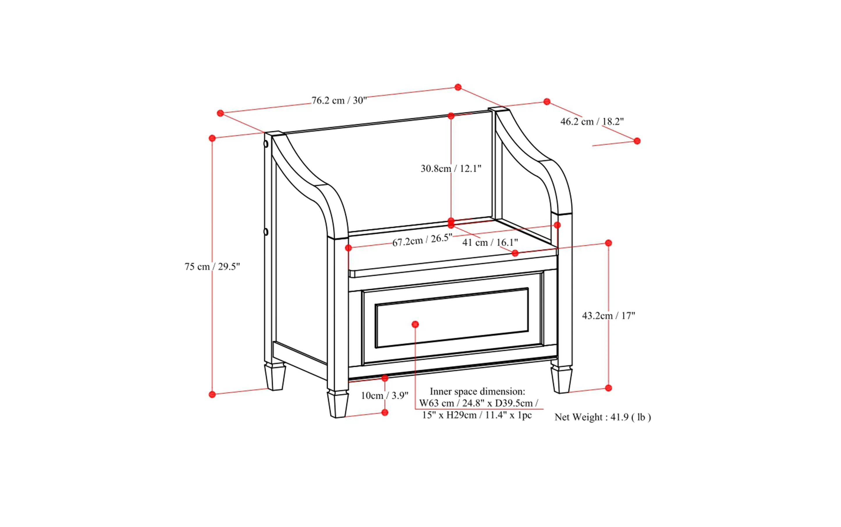 Connaught Small Entryway Storage Bench